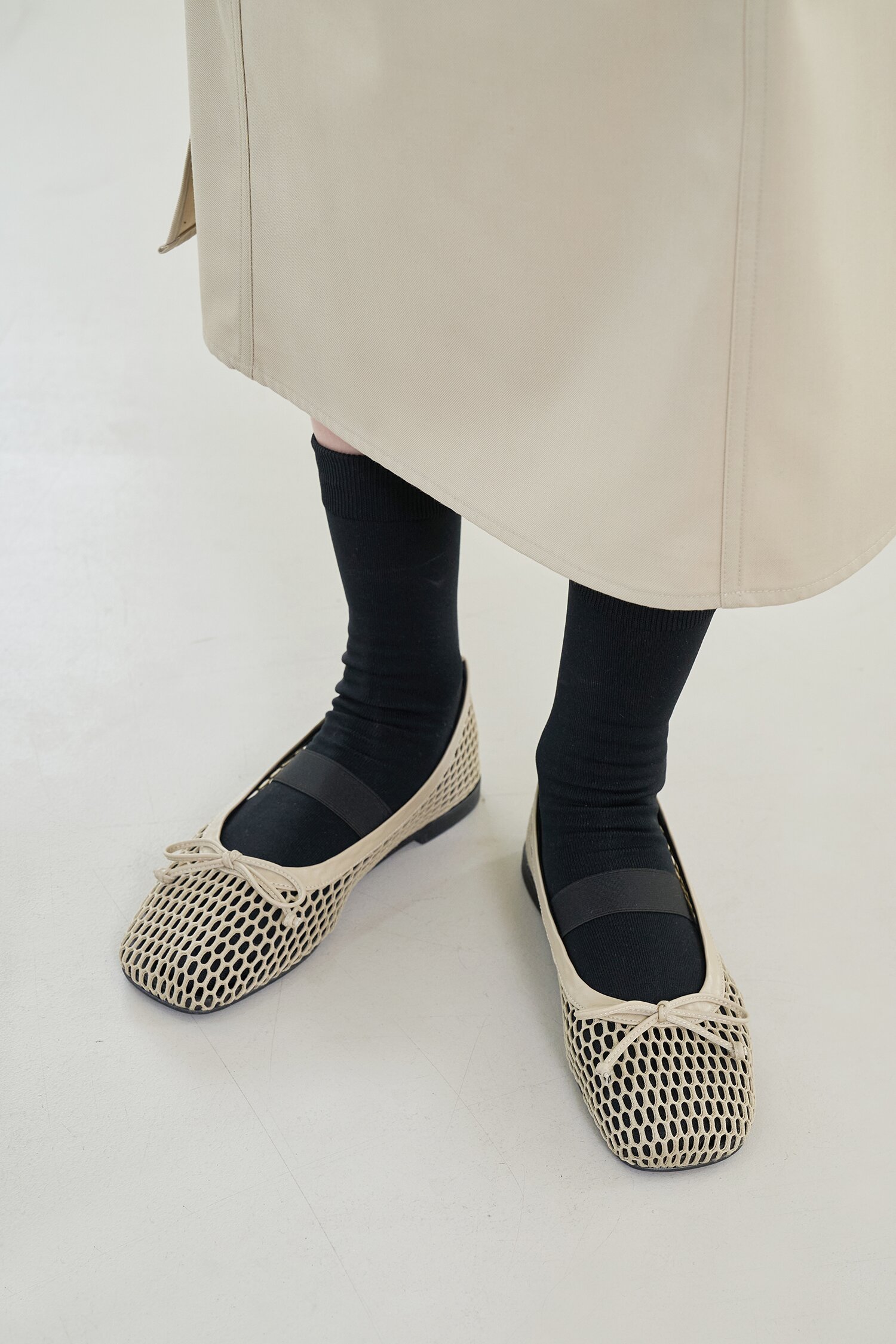 Lumi Ballet Flats Mesh Beige