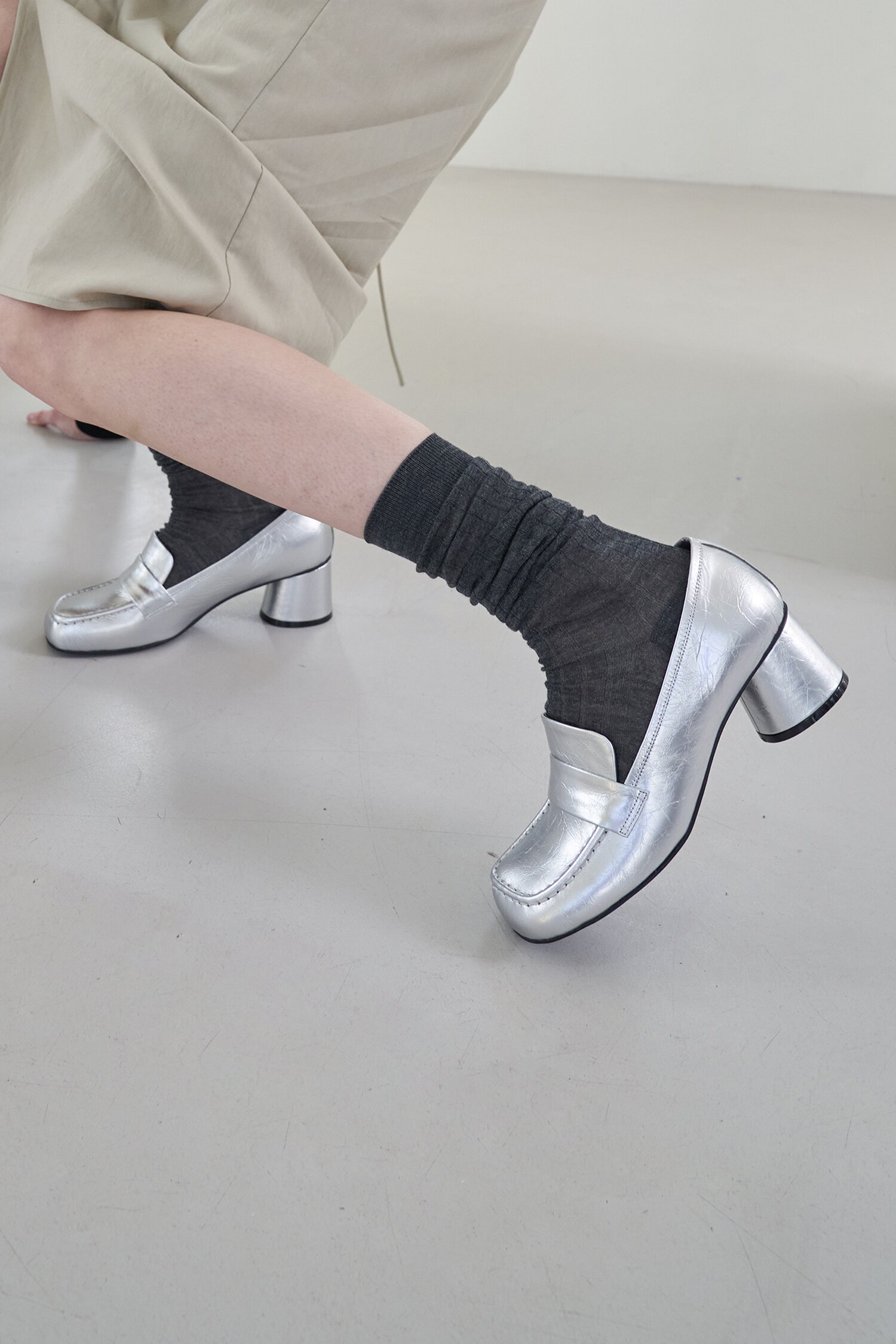 Clement Loafers Leather Silver 5cm