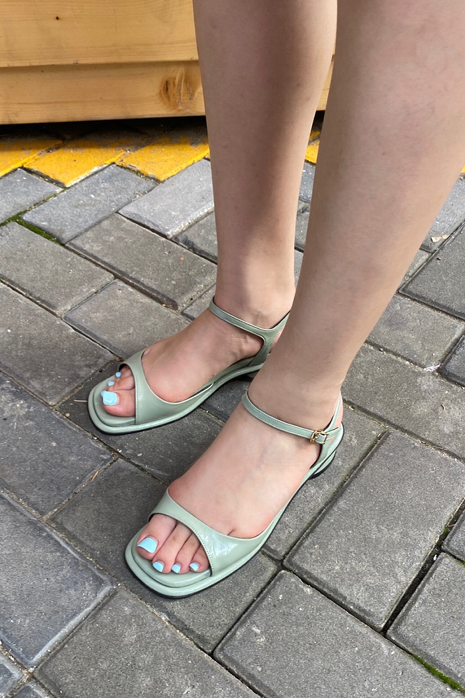 Jenny Sandals Leather Mint Grey 3cm