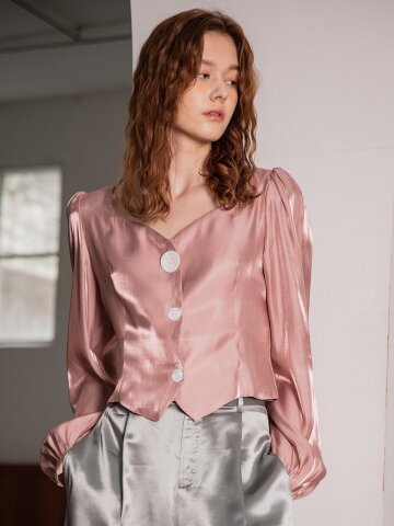 YY_Silk light button blouse