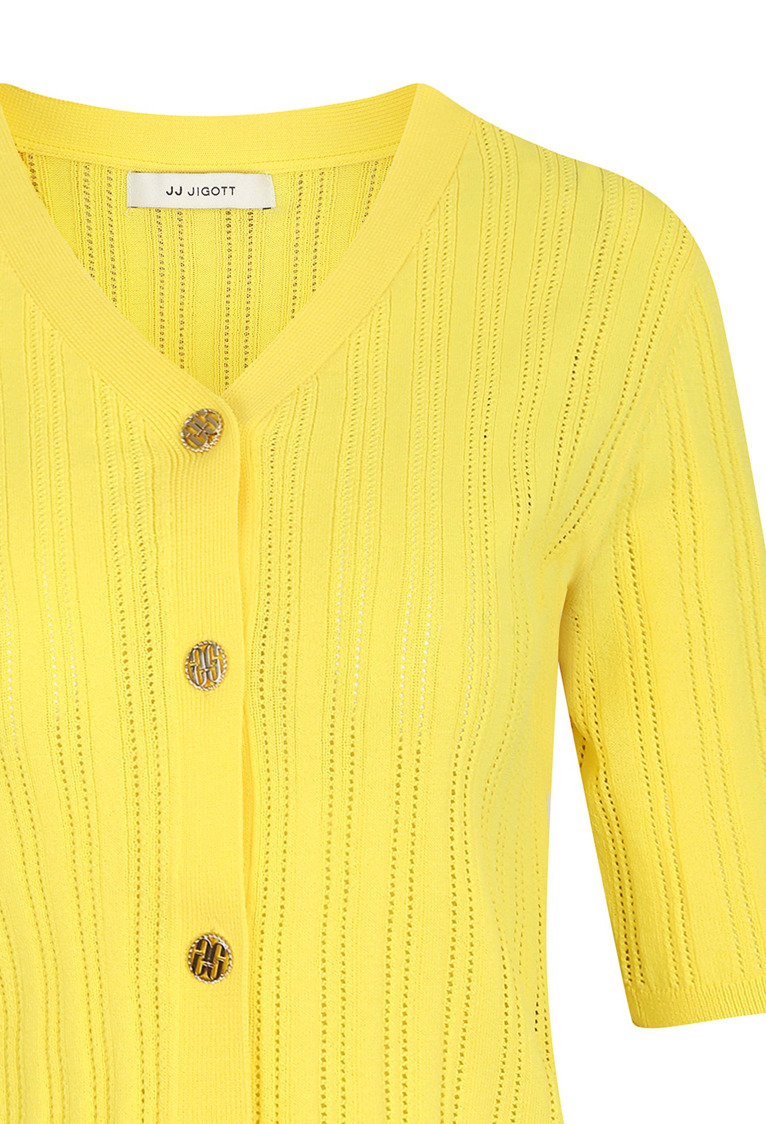 펀칭 브이넥 크롭 가디건 (YELLOW)