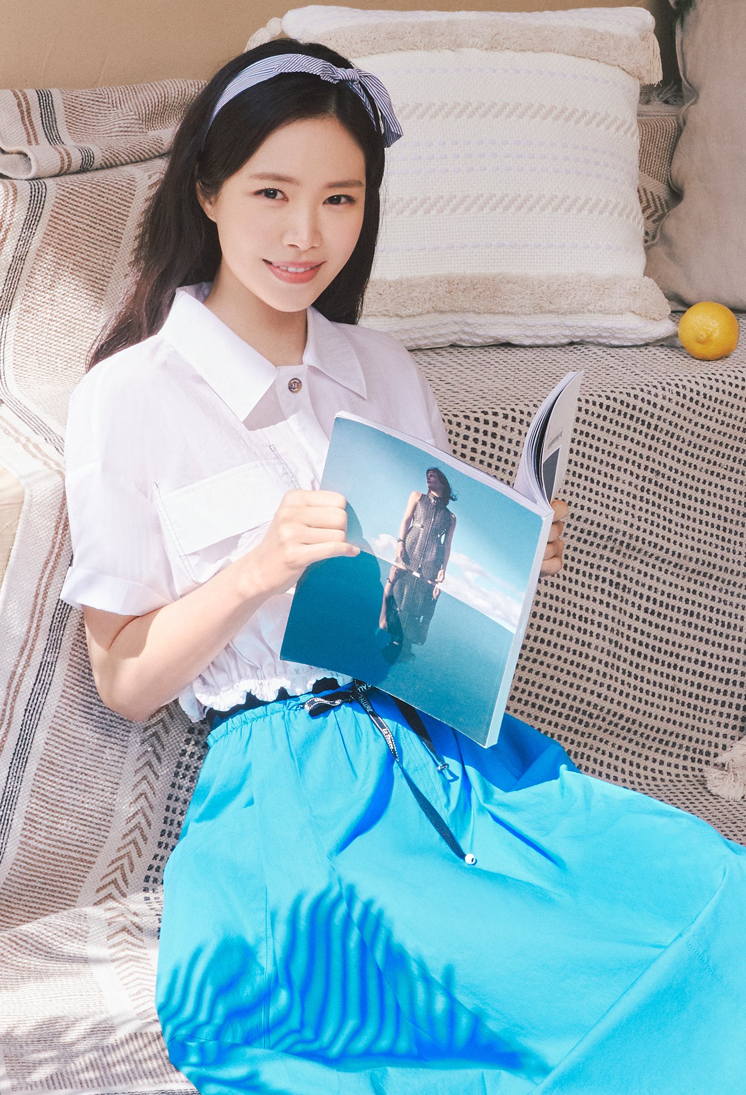 스티치 스트링 크롭 블라우스 (WHITE)