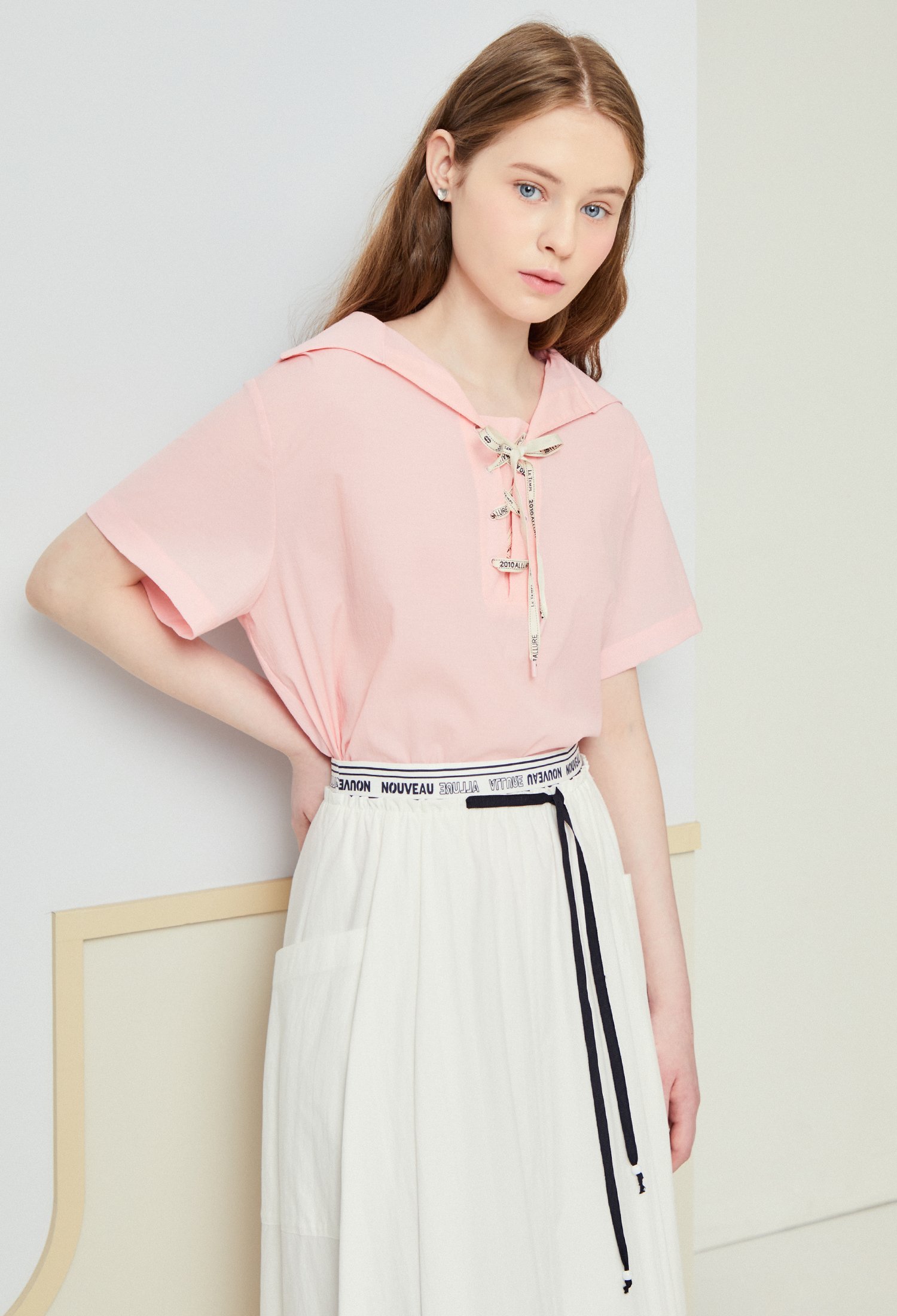 레터링 밴드 포켓 디테일 스커트 (WHITE)