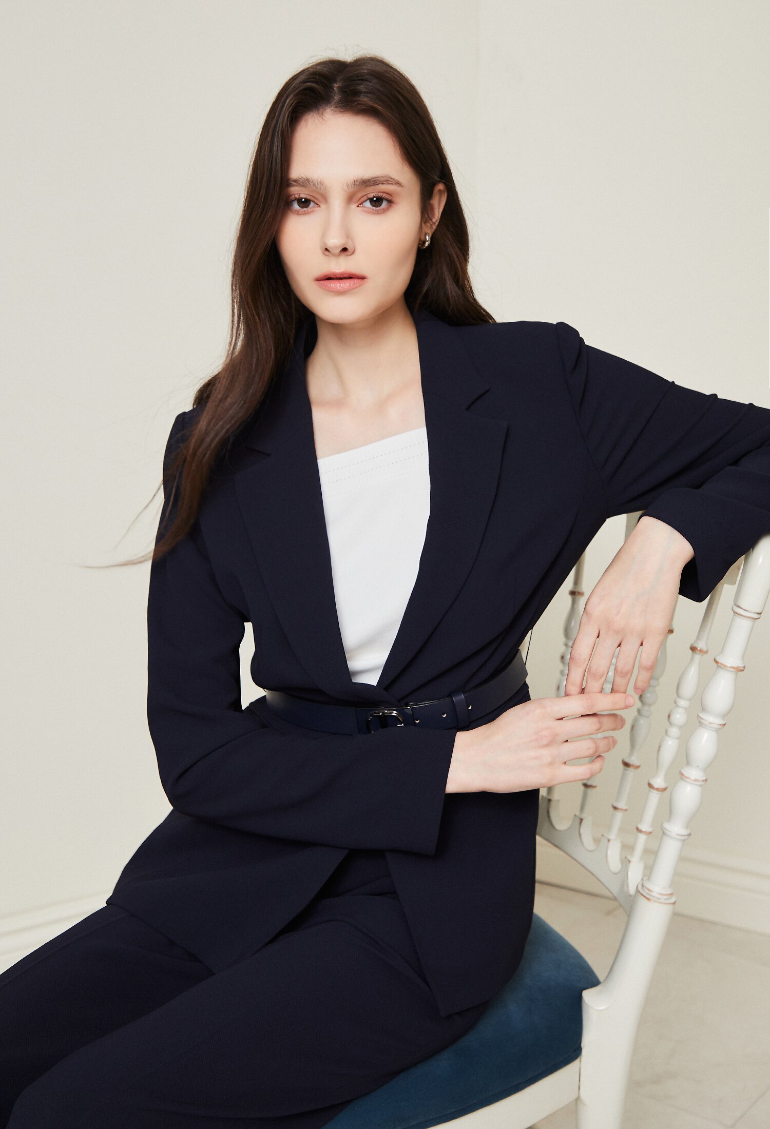 벨티드 더블 슬릿 재킷 (DARK/NAVY)
