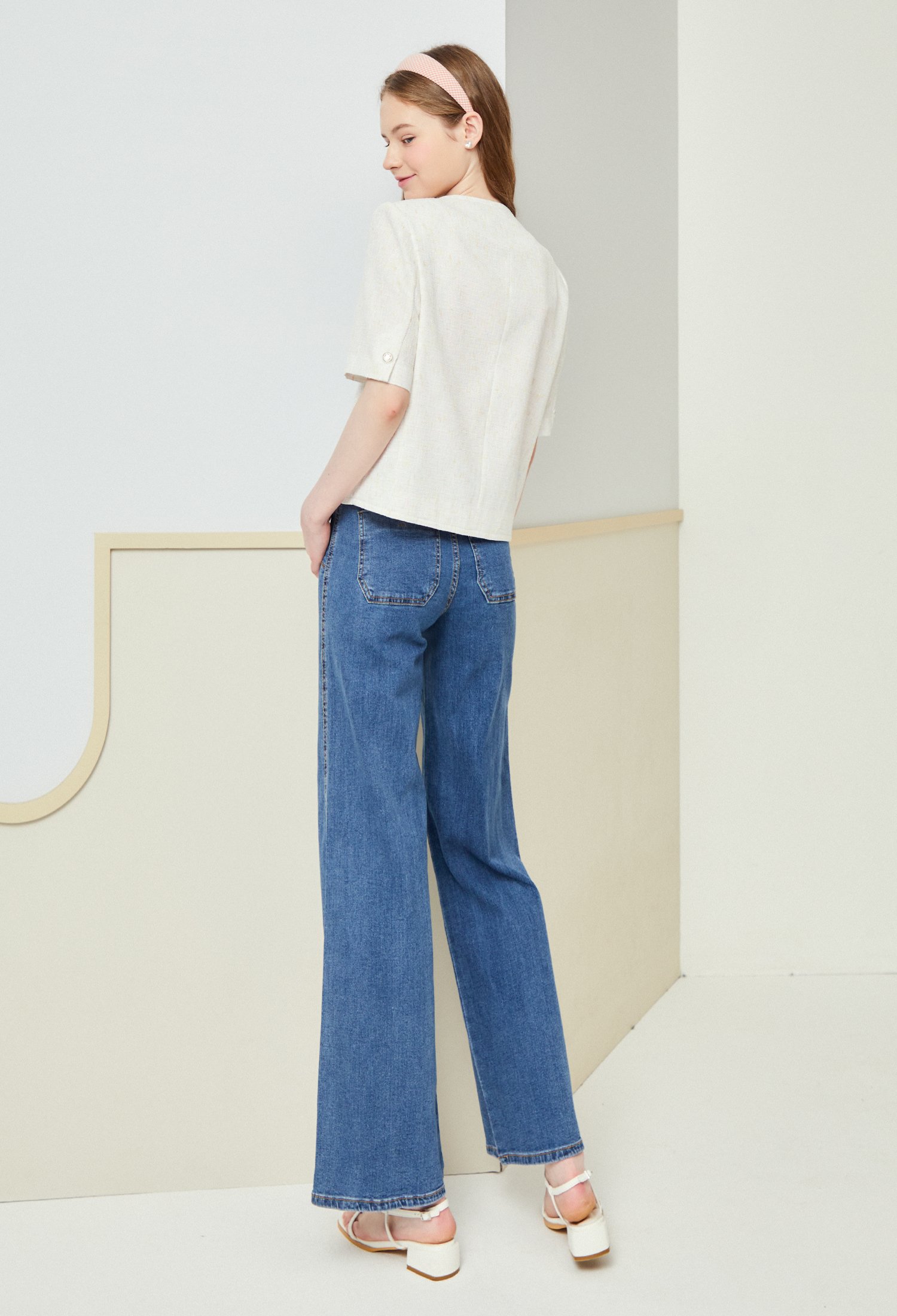 메탈사 믹스 브이넥 재킷 (WHITE)