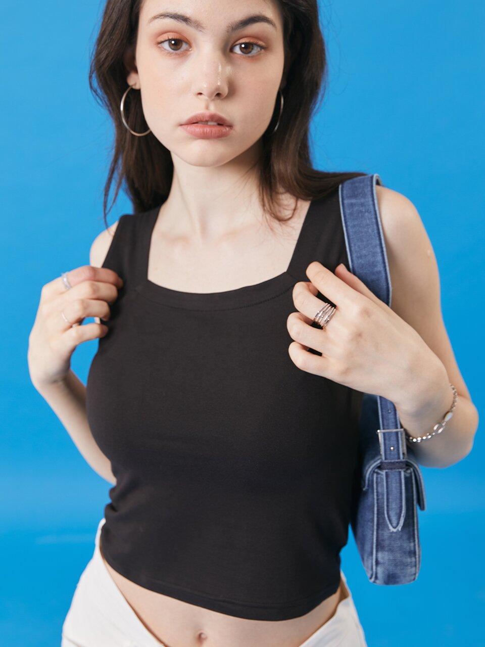 WOMEN 이너 나시 맥시 탱크탑 레이어드 티 [BLACK]