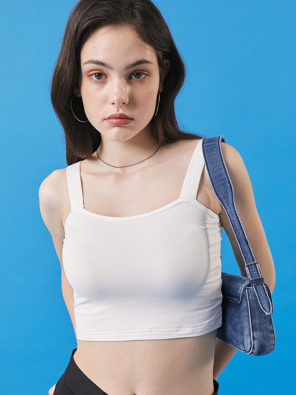 WOMEN 맥시 크롭 나시 레이어드 티 [WHITE]