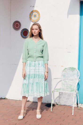 퍼프소매 썸머가디건 그린