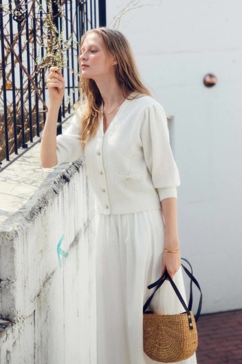 퍼프소매 썸머가디건 화이트