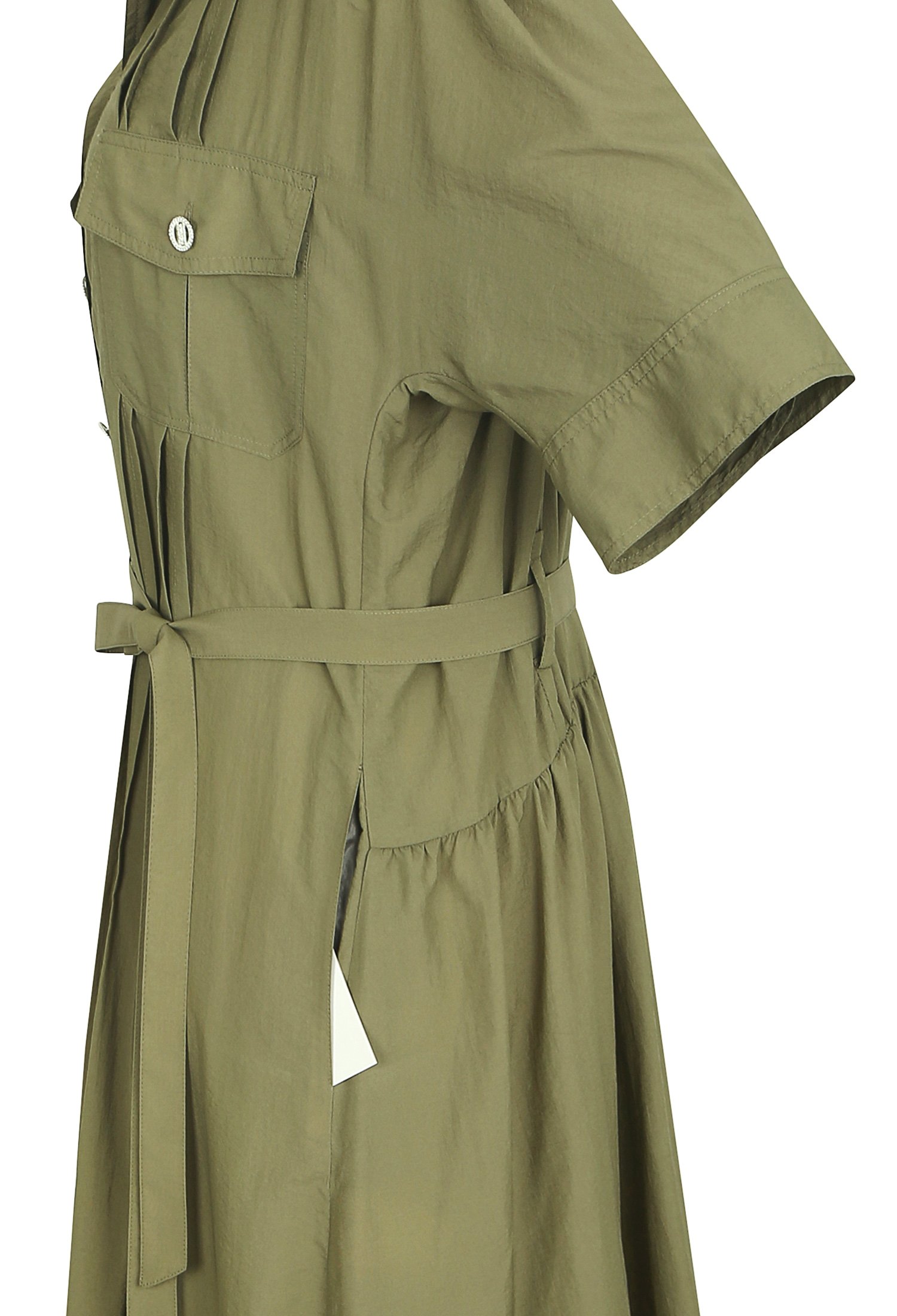 핀턱 디테일 티어드 셔츠 원피스 (KHAKI)