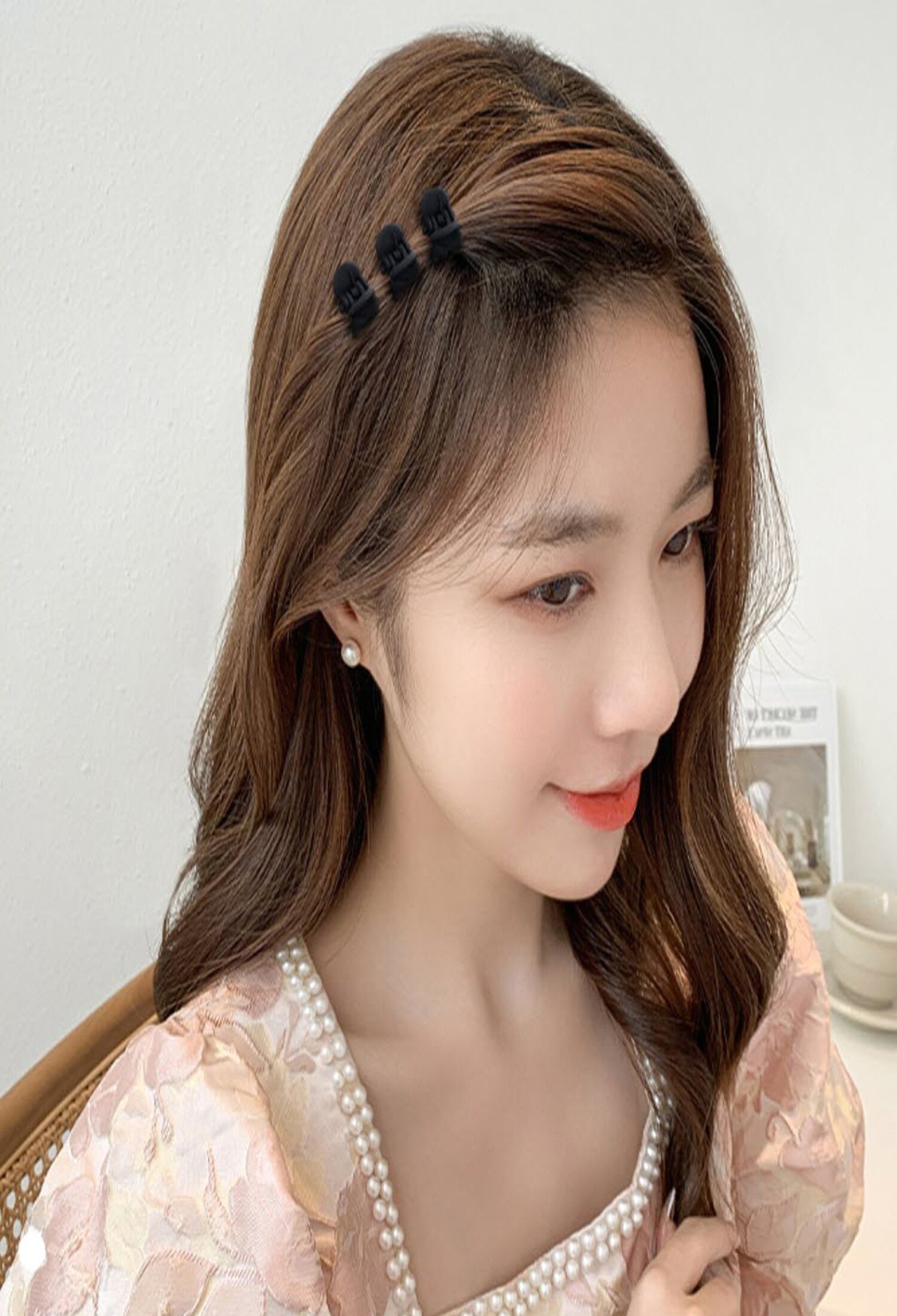 매트 블랙 큐브 미니 헤어 집게핀 48p