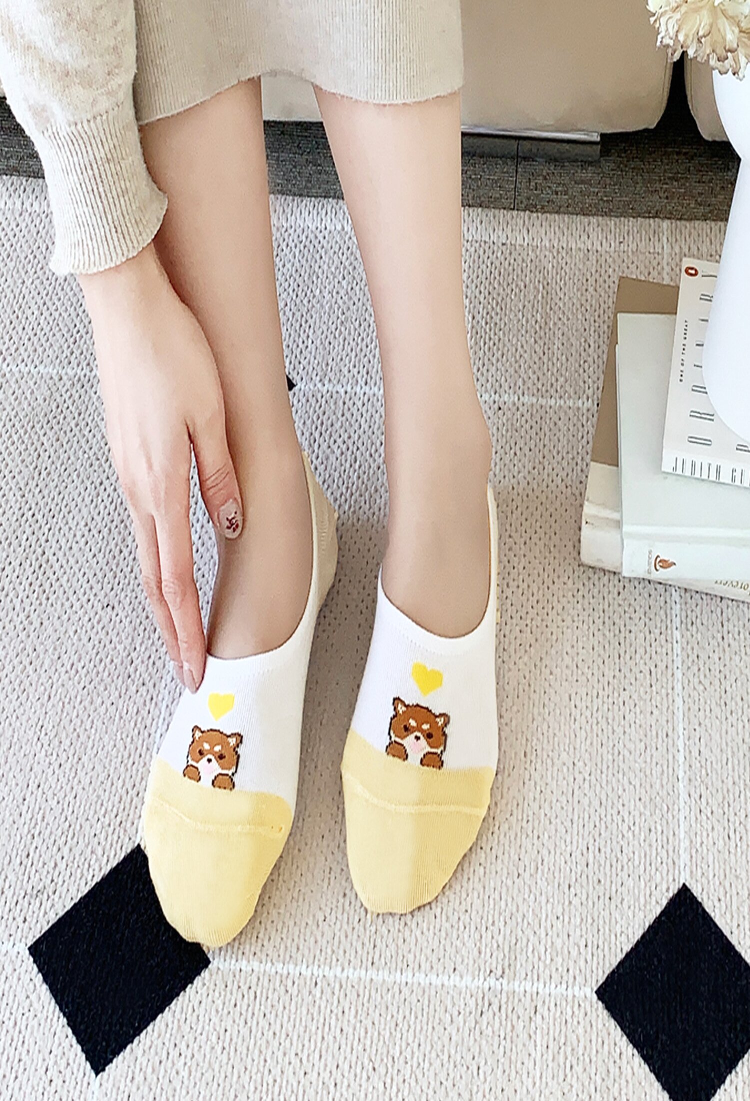 여성 하트치바 덧신/페이크삭스 양말 6켤레