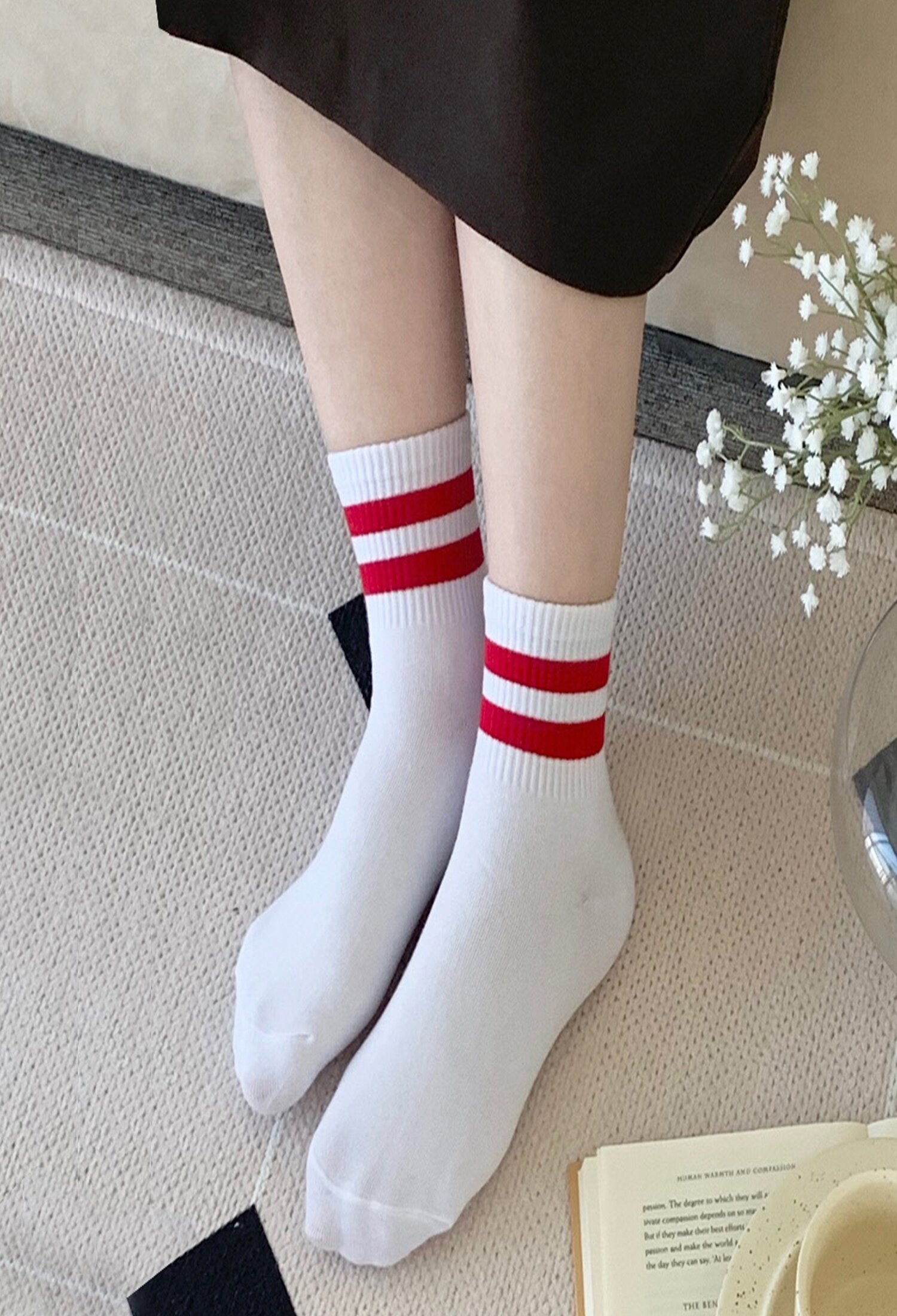 여성 형광라인 카바양말 5켤레