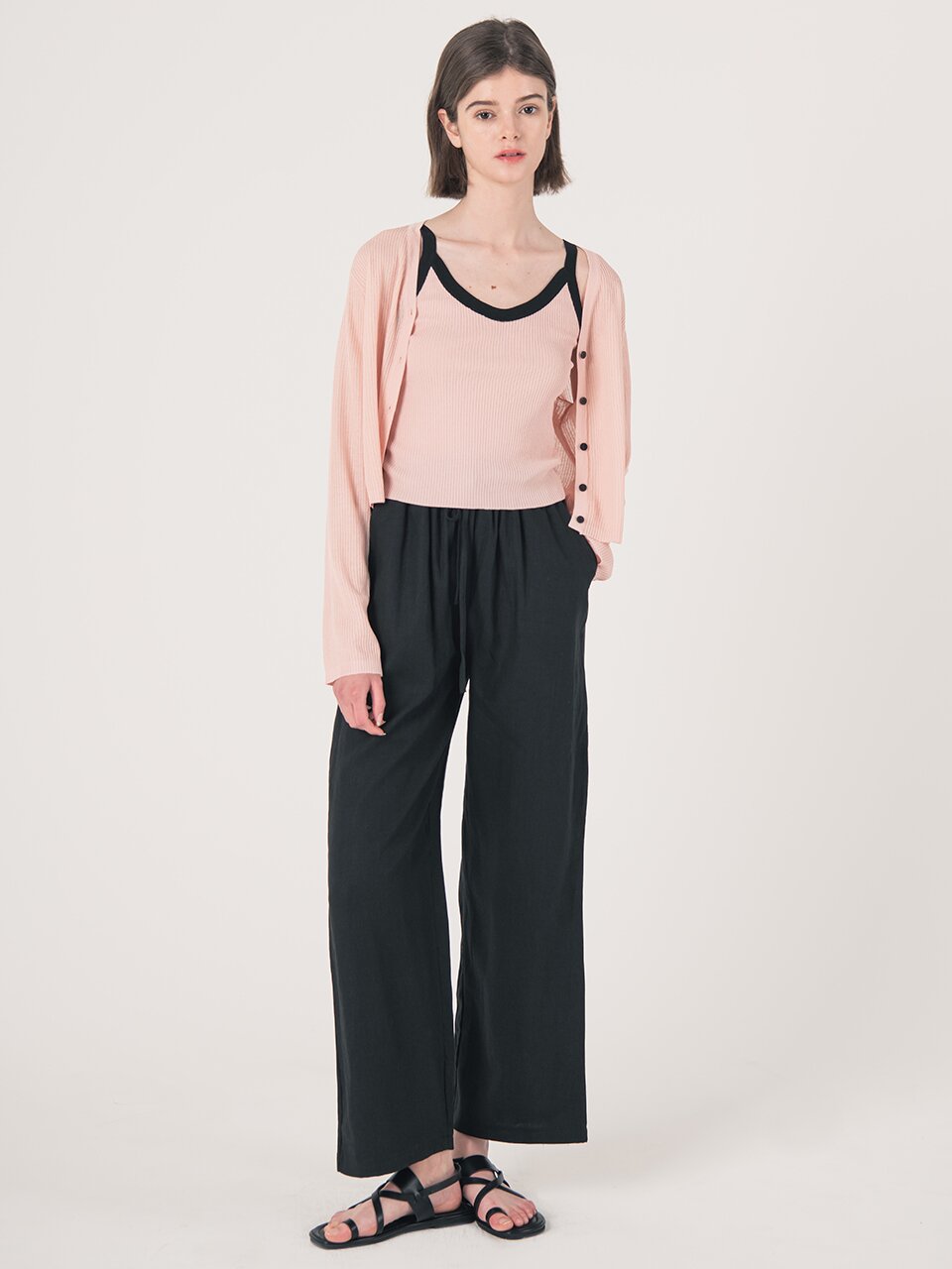 WED_Linen banding pants_BLACK