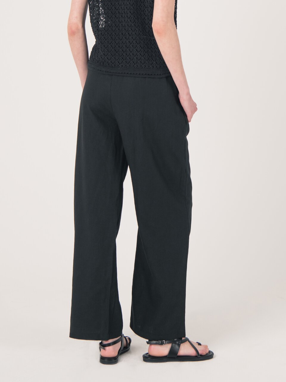 WED_Linen banding pants_BLACK