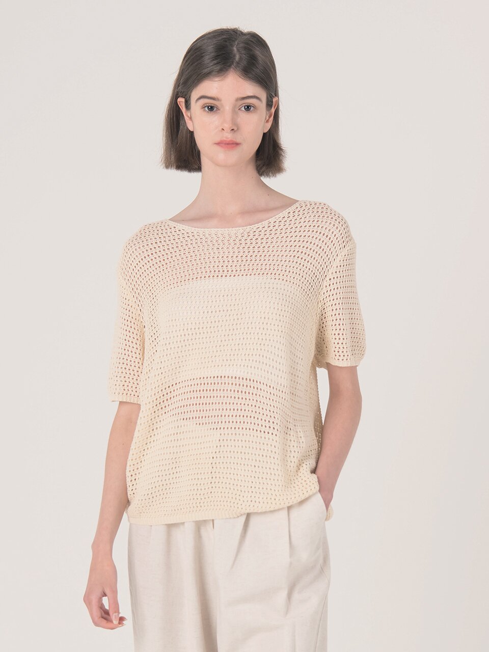 WED_Volume sleeve knit top_BEIGE