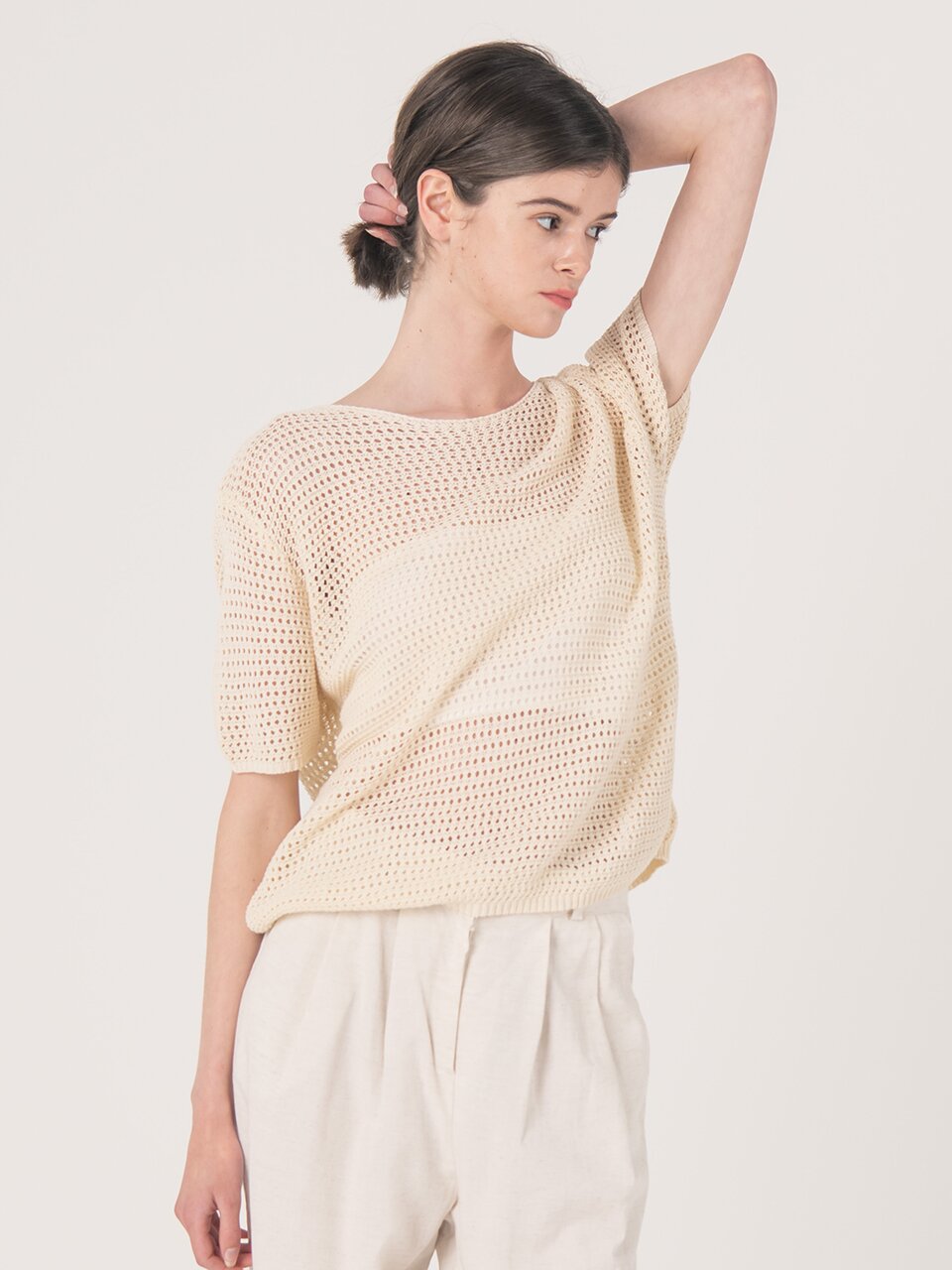 WED_Volume sleeve knit top_BEIGE