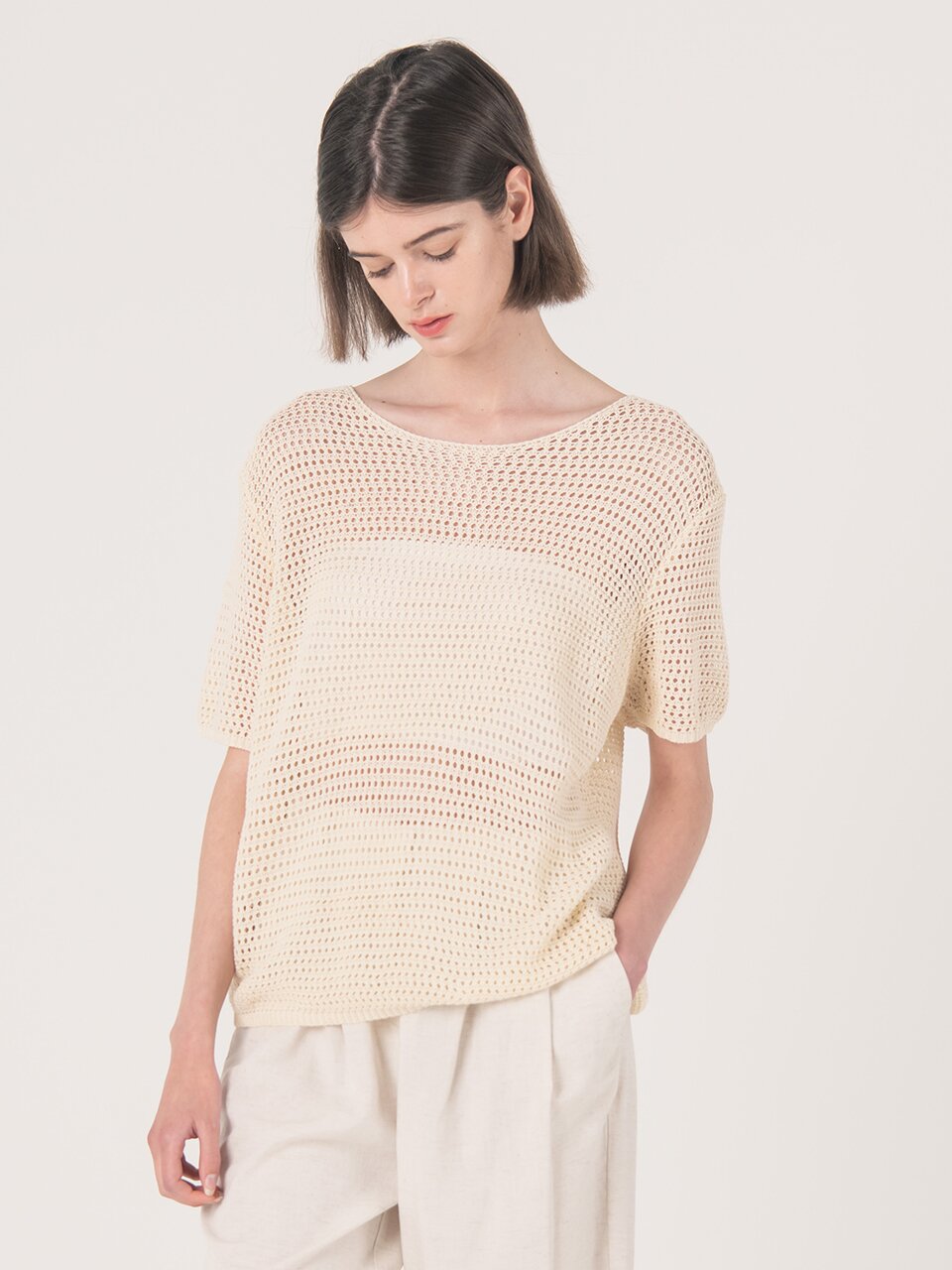 WED_Volume sleeve knit top_BEIGE