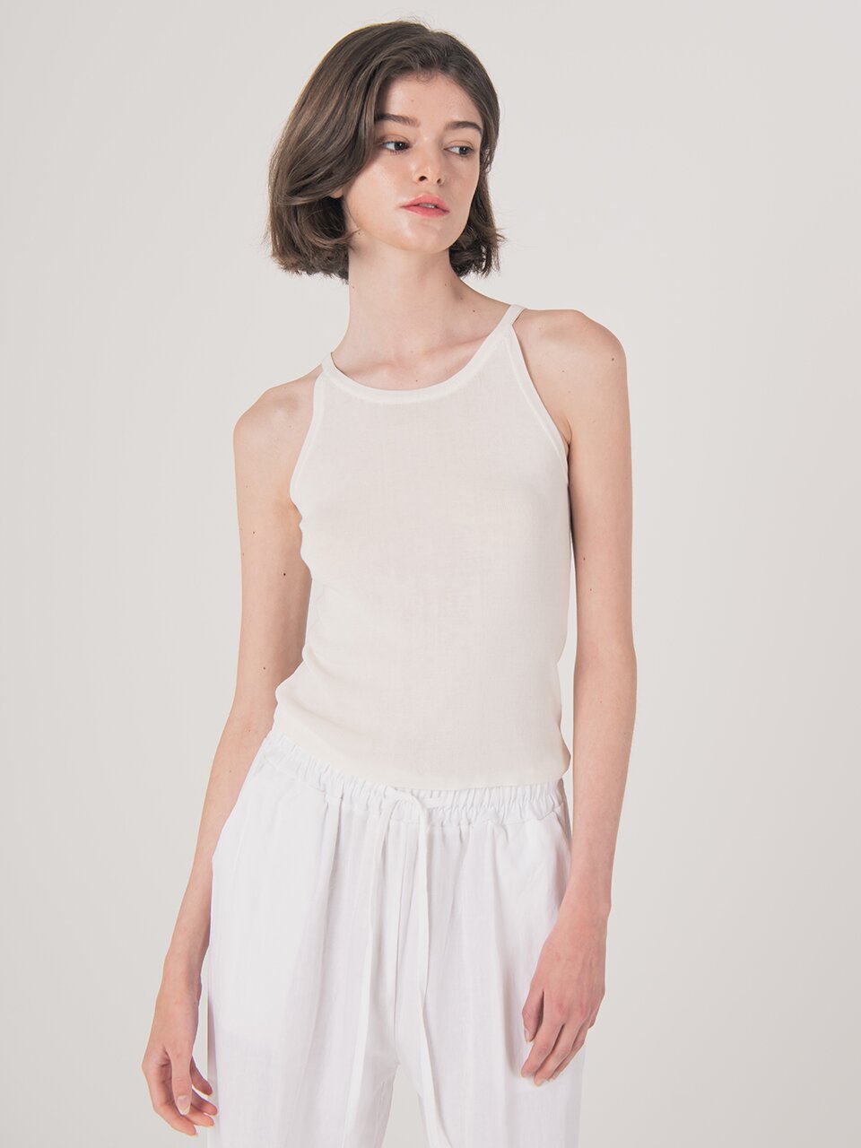 WED_Simple cardigan knit top set_WHITE