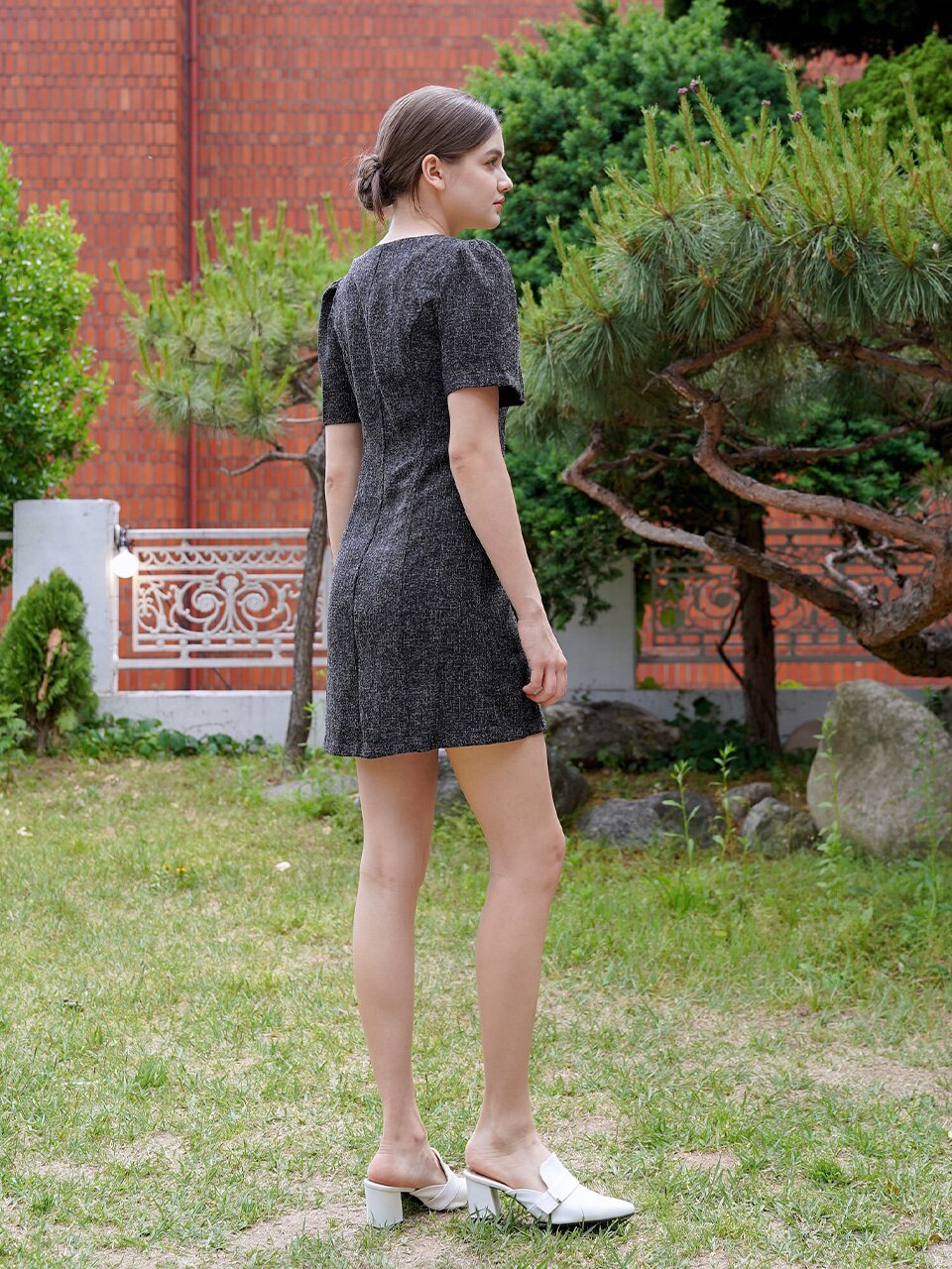 유넥 트위드 하프 원피스 블랙 [T32]