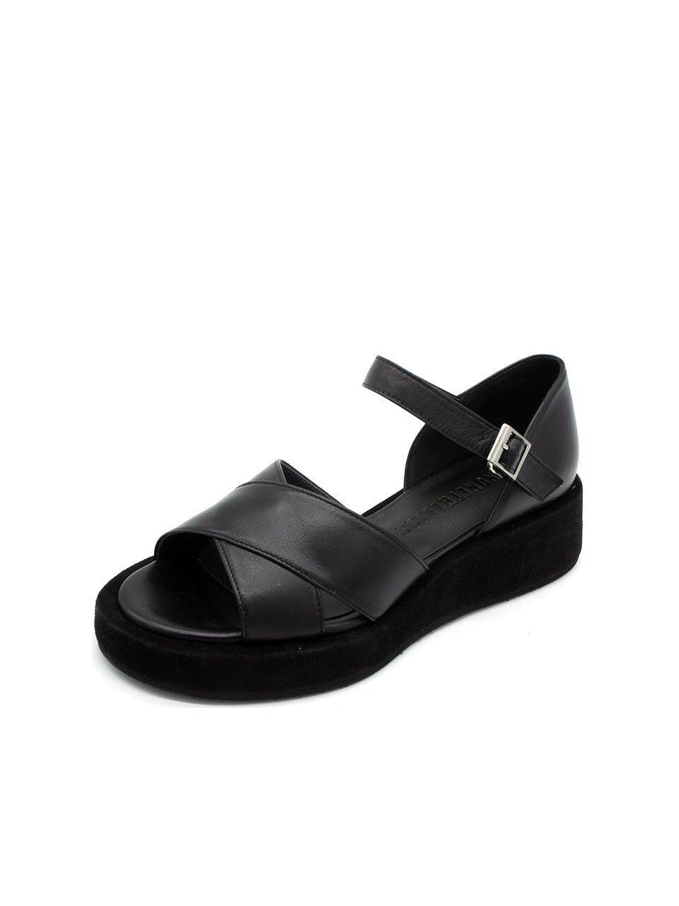 X스트랩 스웨이드 플랫폼 샌들 3.5cm / 블랙 [N-275/BK]