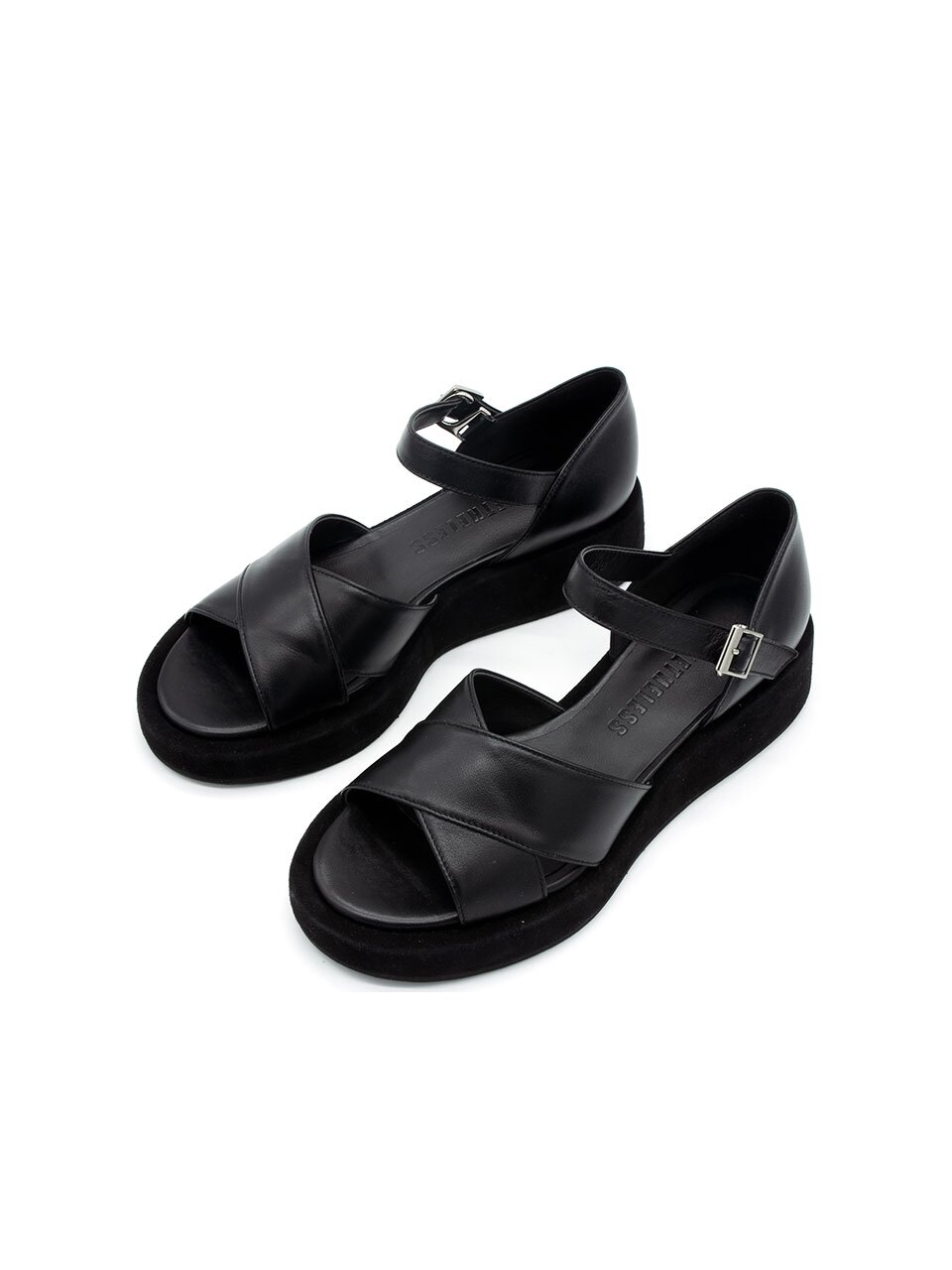 X스트랩 스웨이드 플랫폼 샌들 3.5cm / 블랙 [N-275/BK]