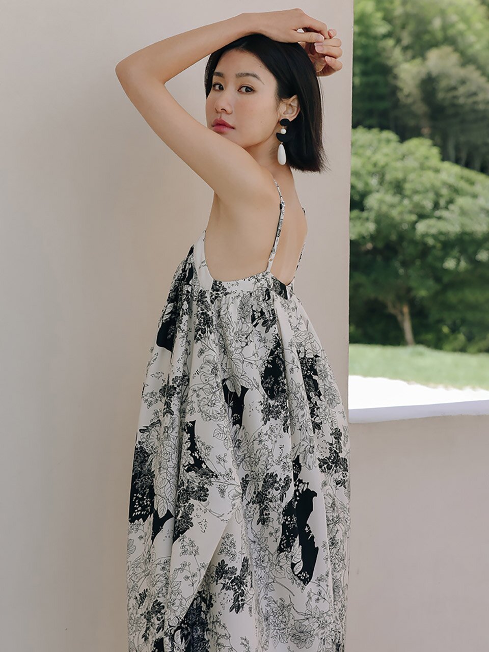 LS_Ink paint sleeveless long dress