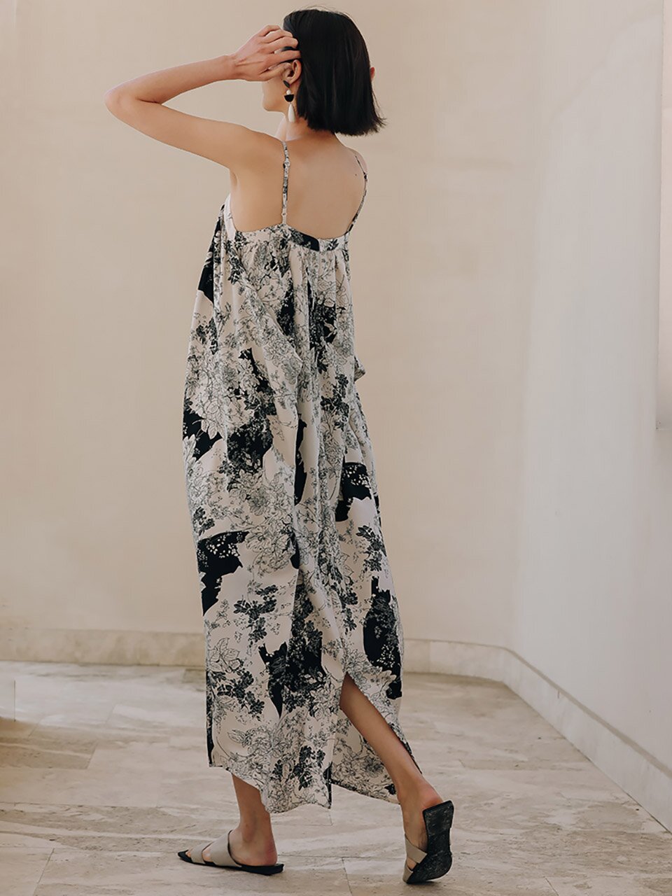 LS_Ink paint sleeveless long dress