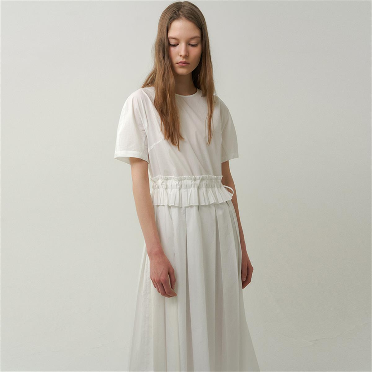 [블랭크03] cotton pleats dress (white)
