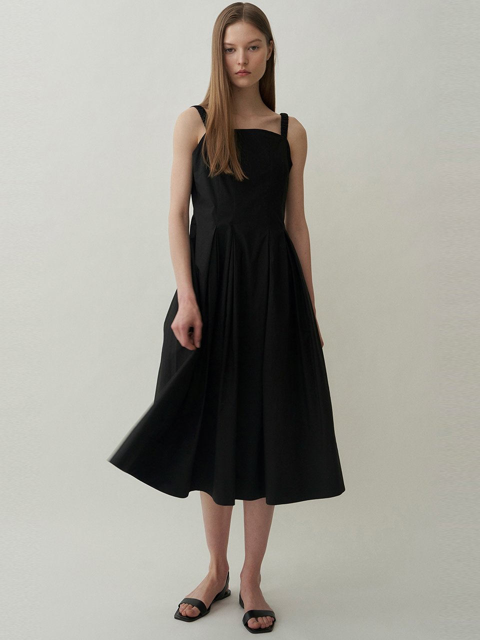 [블랭크03] cotton strap dress (black)