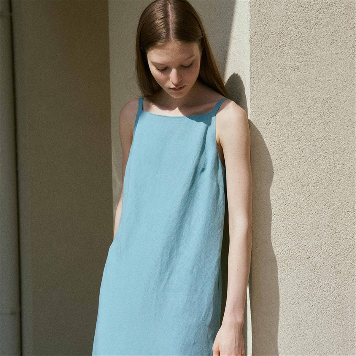 [블랭크03] linen camisole dress (blue)