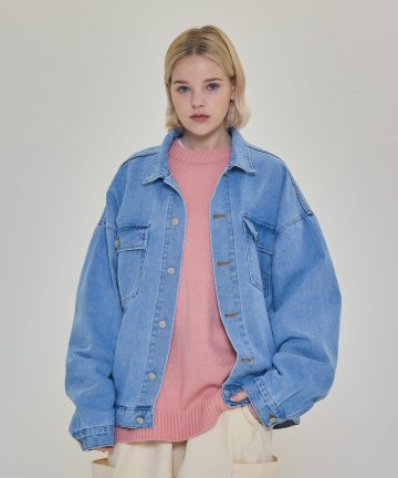 오버사이즈 트러커 데님 자켓 (연청)