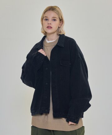 오버사이즈 트러커 데님 자켓 (블랙)