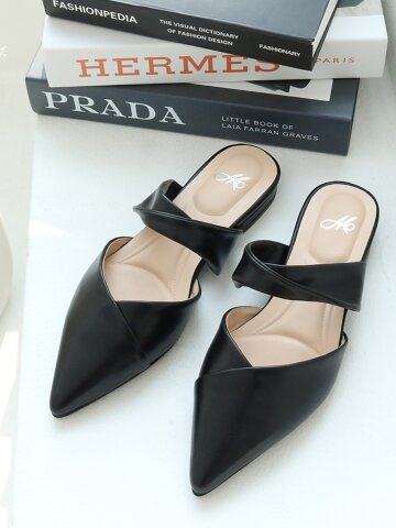 (머랭고) 소가죽 블로퍼 뮬 블랙 1cm M23S09L