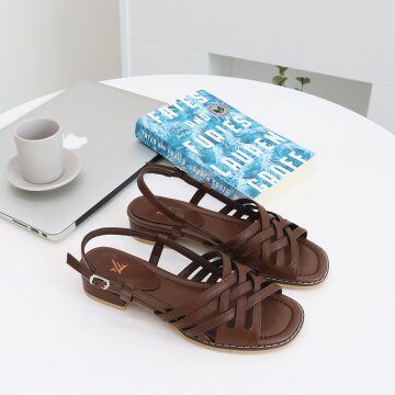 소가죽 발리무드 스트랩 샌들 브라운 2cm (M23M10LBR)