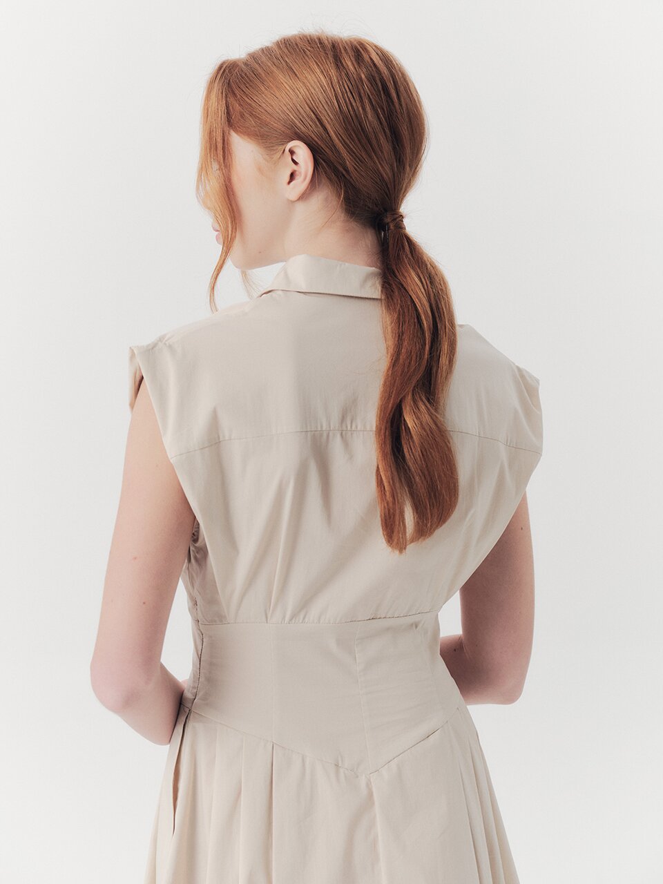 WED_French collar shirts dress_BEIGE