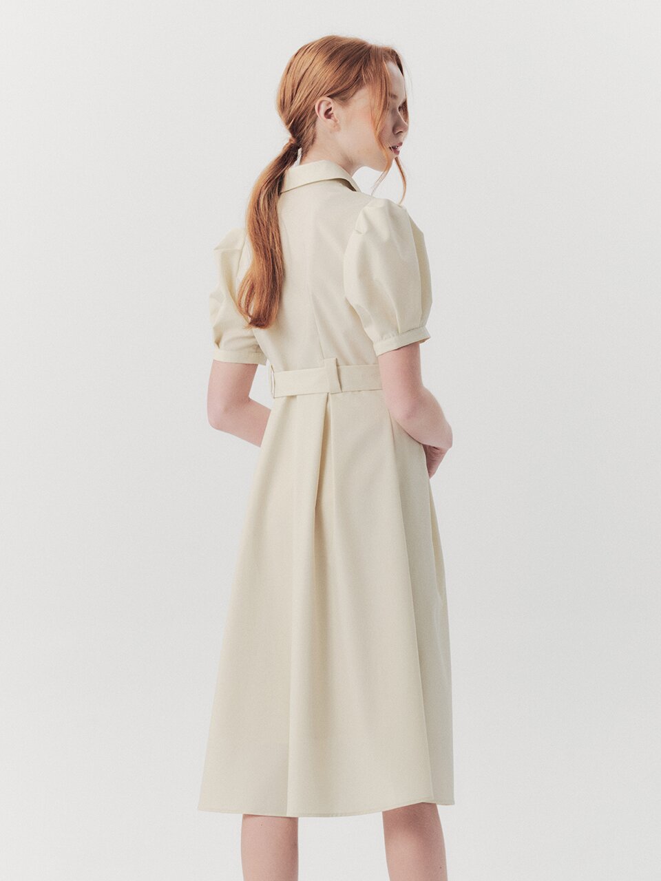 WED_Bow slim waist shirt dress