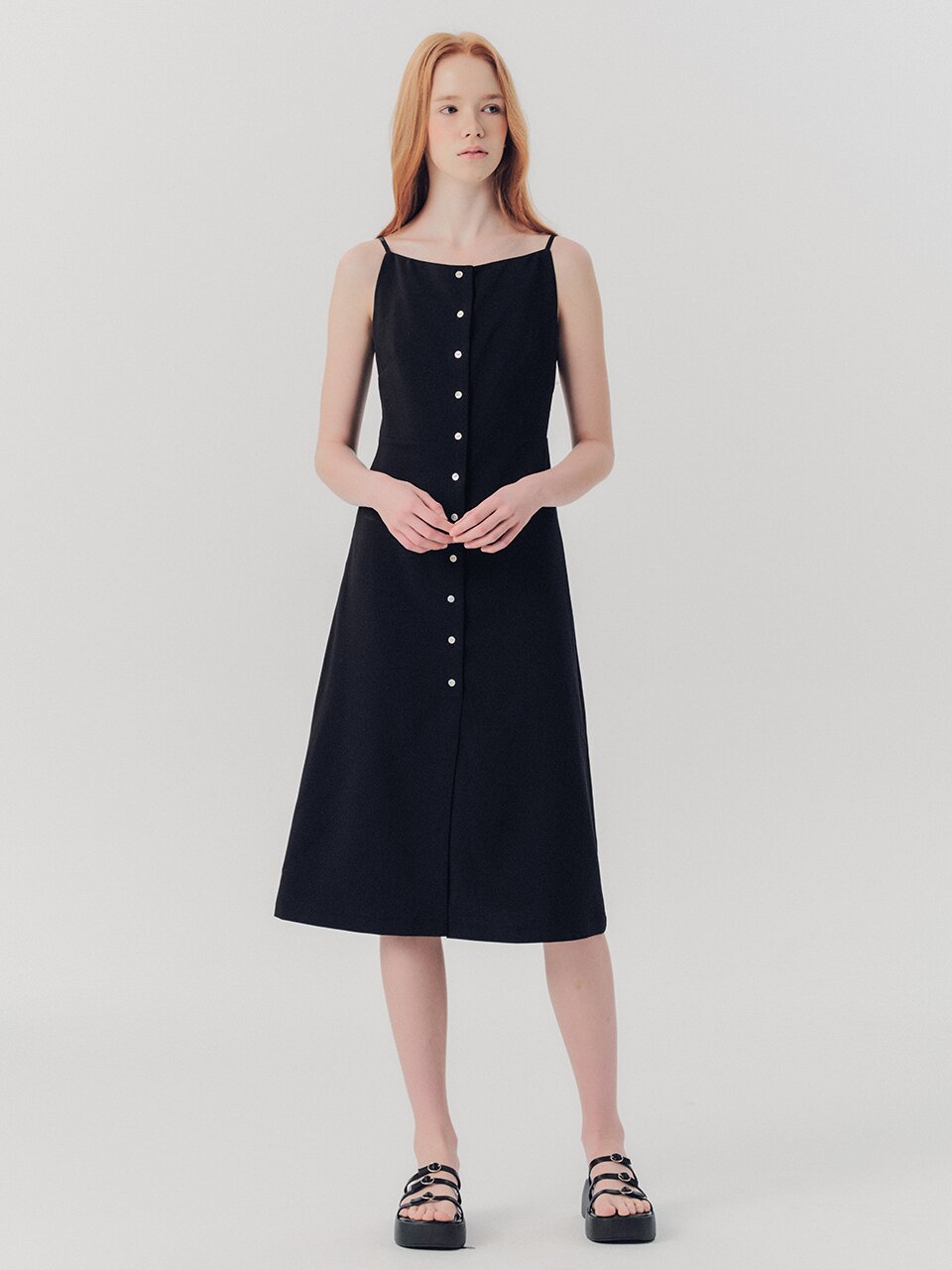 WED_Square neck sleeveless slit dress