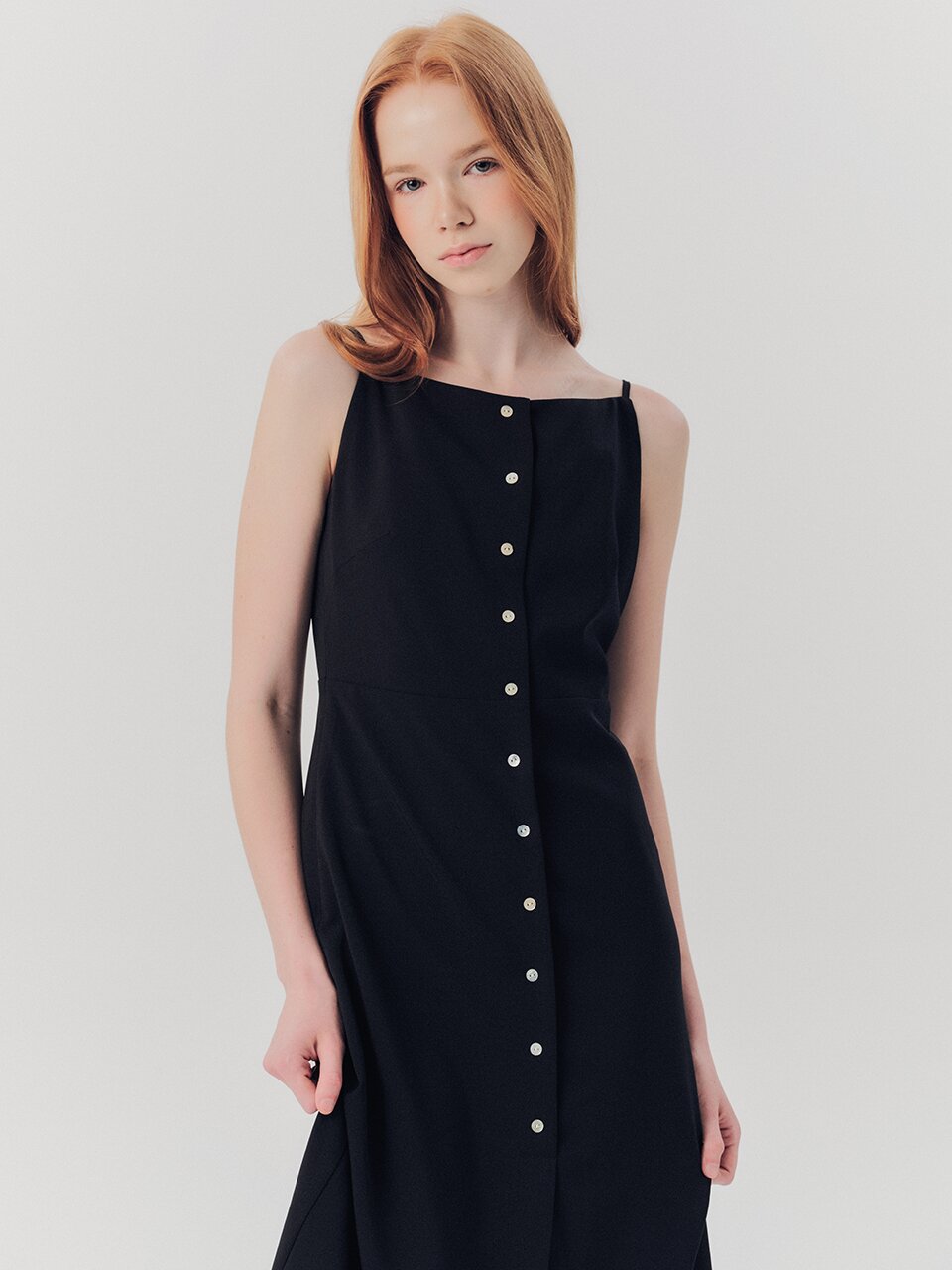 WED_Square neck sleeveless slit dress