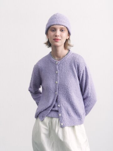 pigtail cotton round cardigan purple