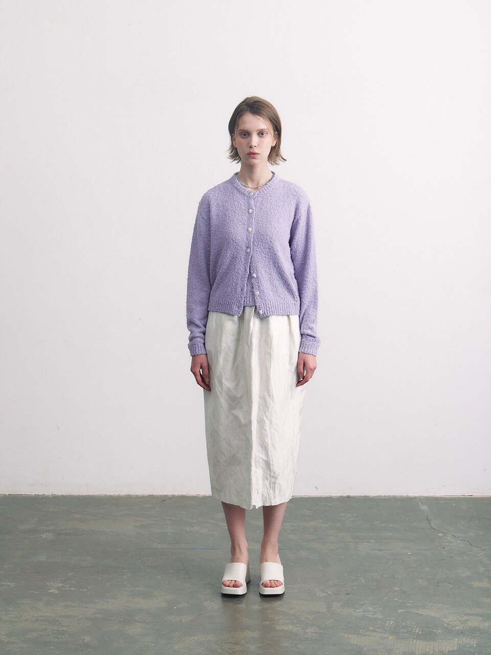 pigtail cotton round cardigan purple