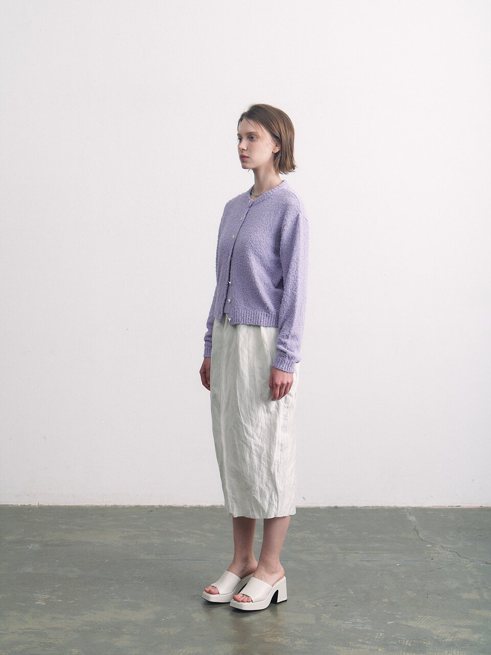 pigtail cotton round cardigan purple