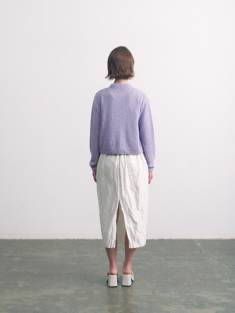 pigtail cotton round cardigan purple