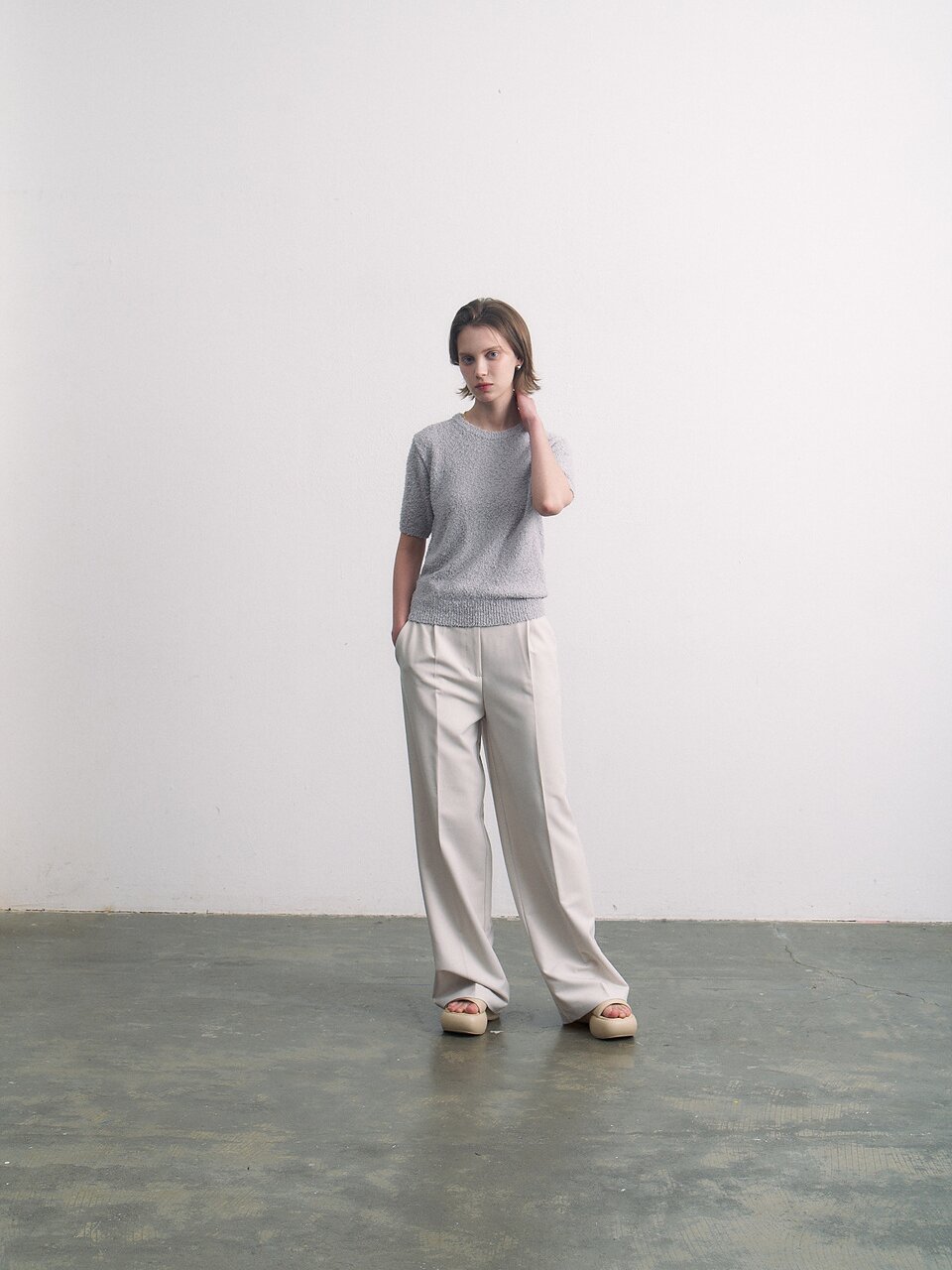 pigtail cotton half round light gray