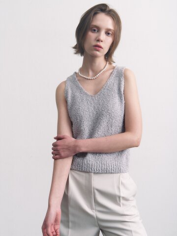 pigtail cotton sleeveless light gray
