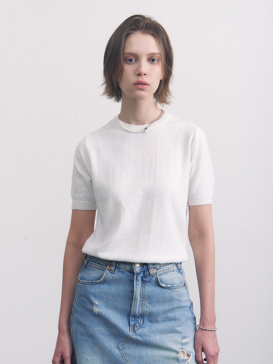 cashmere half top ivory