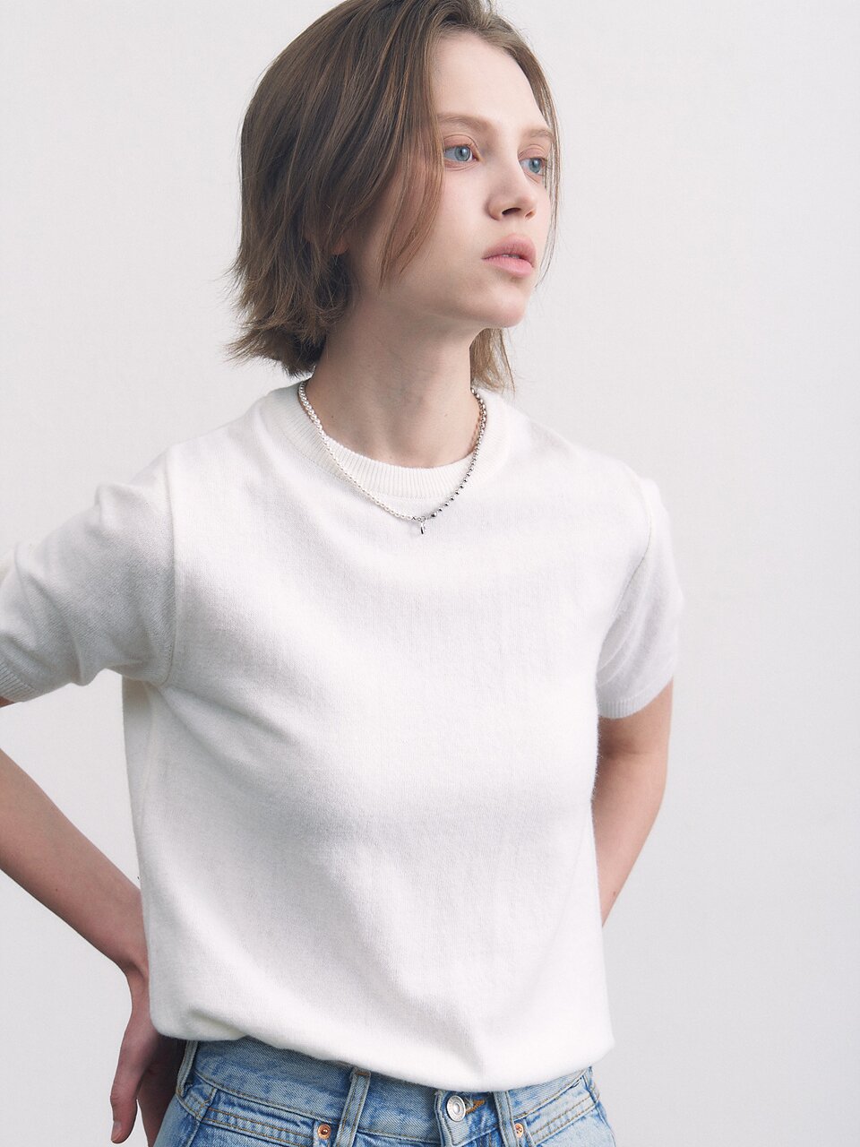 cashmere half top ivory