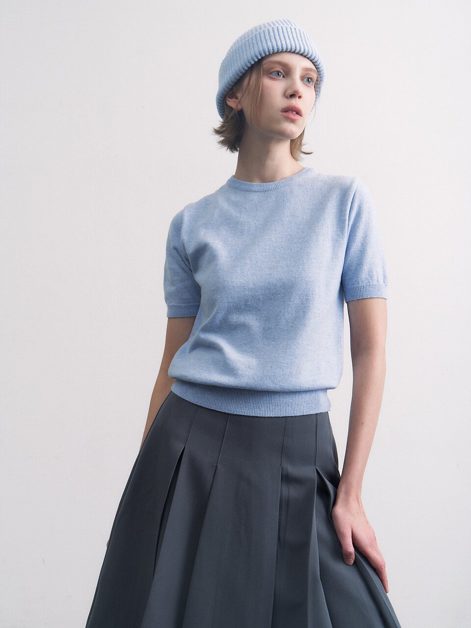 cashmere half top skyblue
