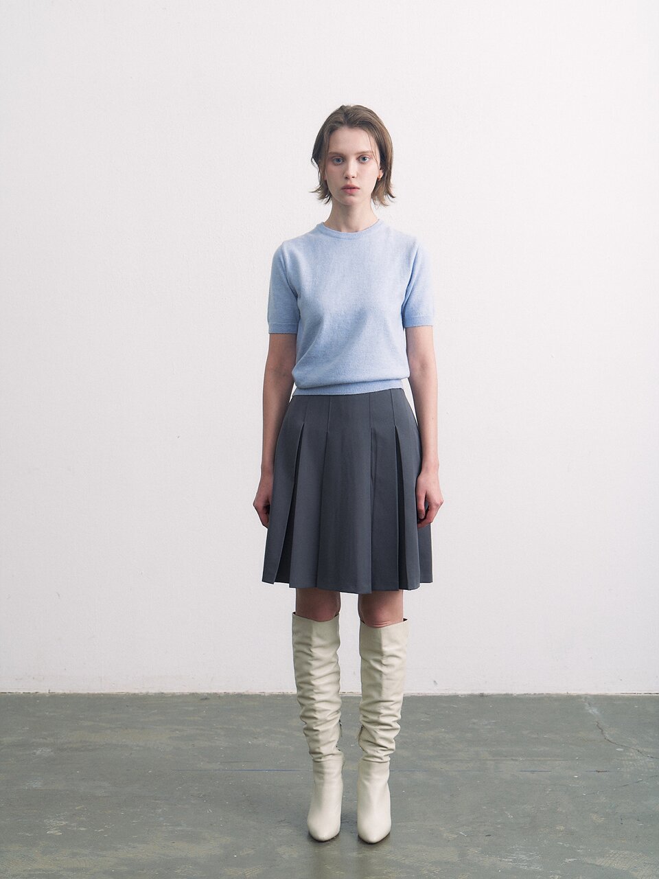 cashmere half top skyblue