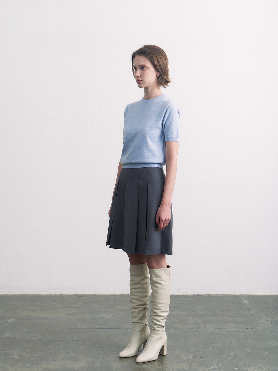 cashmere half top skyblue